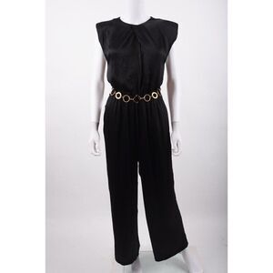 Zara Womans Jumpsuit Satin effect Long Size S Black Sleeveless 2298/210 NWT